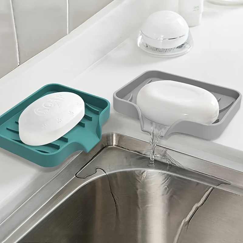 Silicone Soap Dish - Bar Soap Drain Tray, Lightweight Dishwashing Mat Foldable Drying Mat, Bathroom Soap Holder