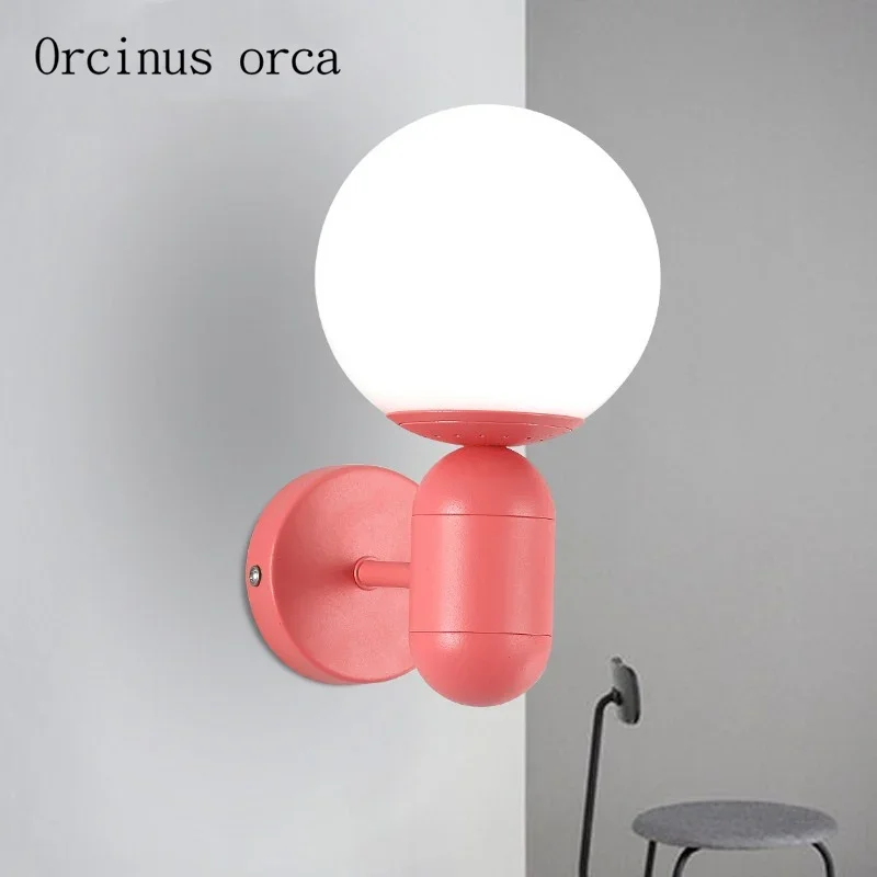 Nordic modern simple color LED wall lamp  corridor bedroom bedside lamp creative personality candy color wall lamp