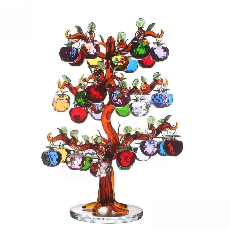 Bulk high-quality crystal polished apple tree model, containing 40 apples, suitable as a holiday gift