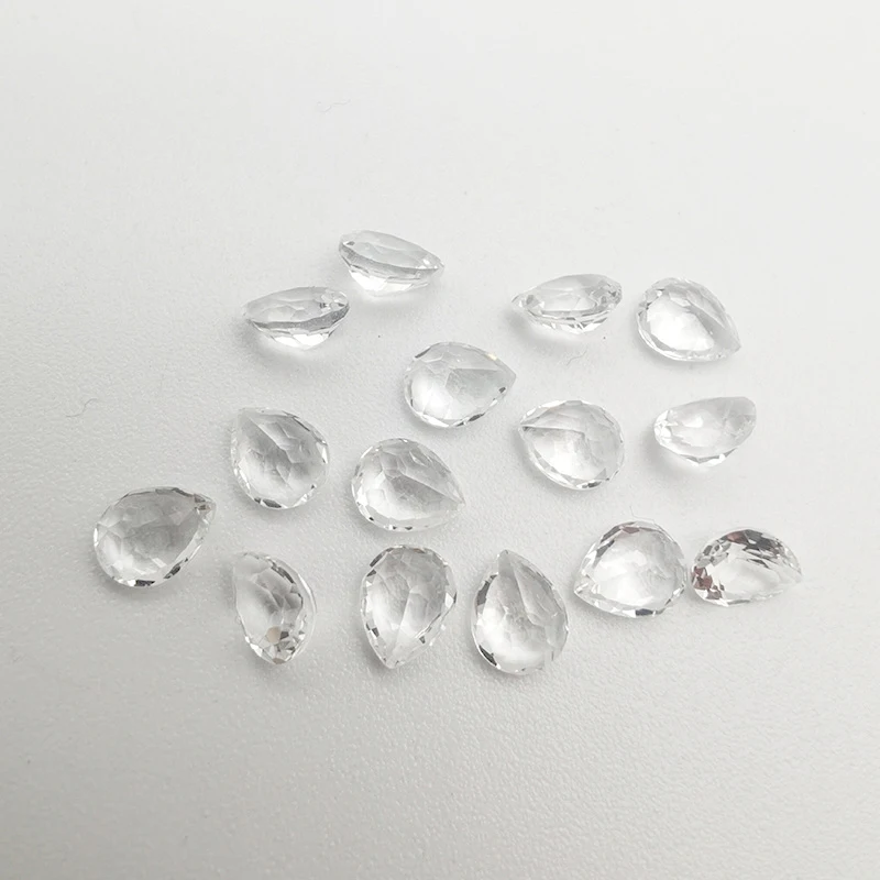 Piedras preciosas sueltas, faceta transparente, auténtica perla de topacio blanco Natural, 2x3mm-4x6mm para joyería de oro y plata, 50 Uds. Por lote