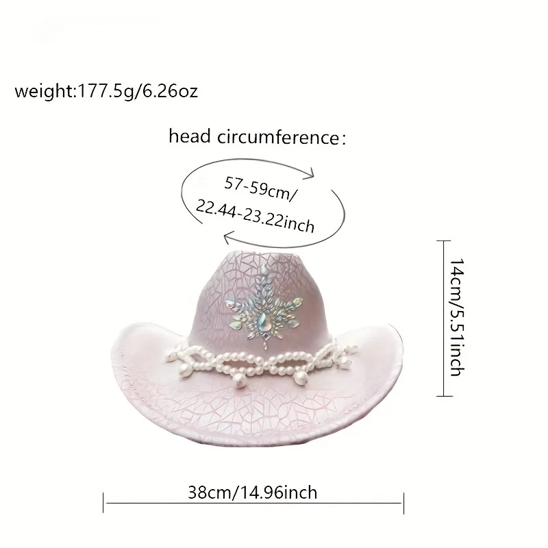 HongLuan roze glitter kostuumhoed volwassene en cowboyhoeden strass voor dames, cowboy cosplay vrouwelijke accessoires en cowgirl pet