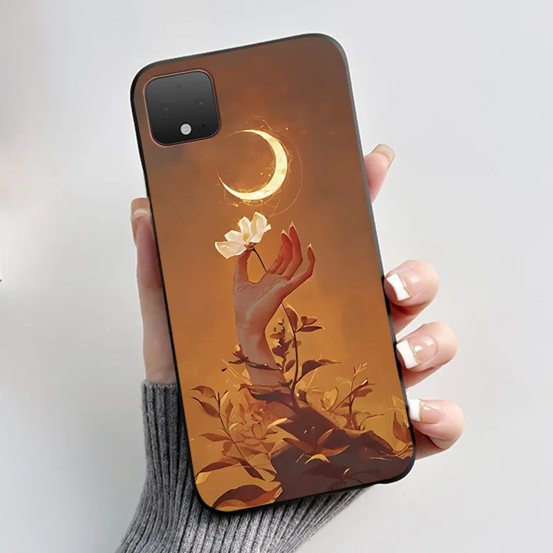 لهاتف Google Pixel 4 XL حافظة سوداء من السيليكون الناعم بتصميم أنيق على شكل جرو كرتوني، غلاف قطة على شكل أرنب أبيض منفوش #5