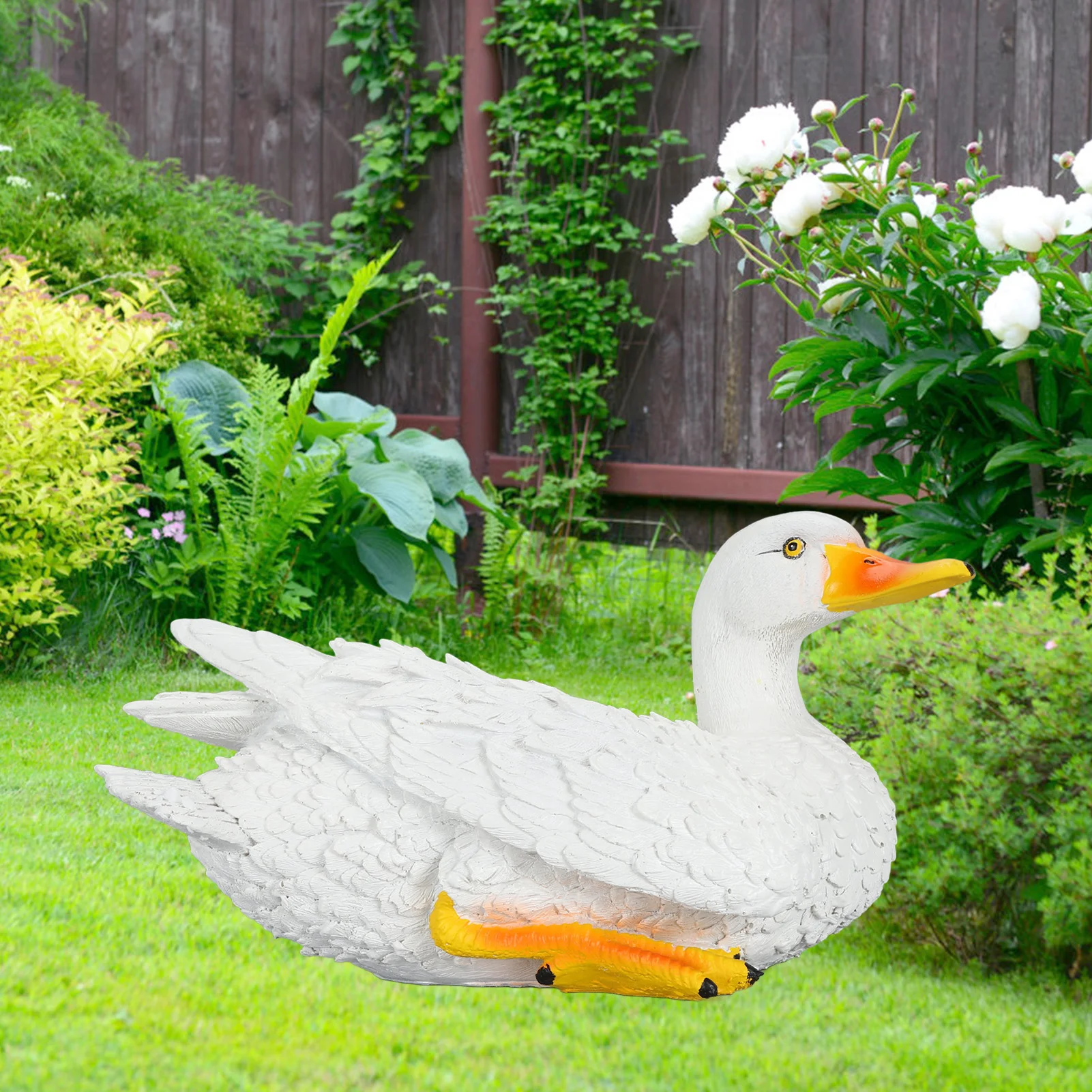 Resin Duck Ornament Innovative Fun Simulation Vivid Landscaping White Duck Statue For Garden Yard Outdoor Home