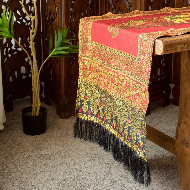 Handmade Southeast Asia Thailand Fabric Upholstery Table Flag Zen Philosophy Mat Fabric Temple Worship Meditation Study Rooms view 2