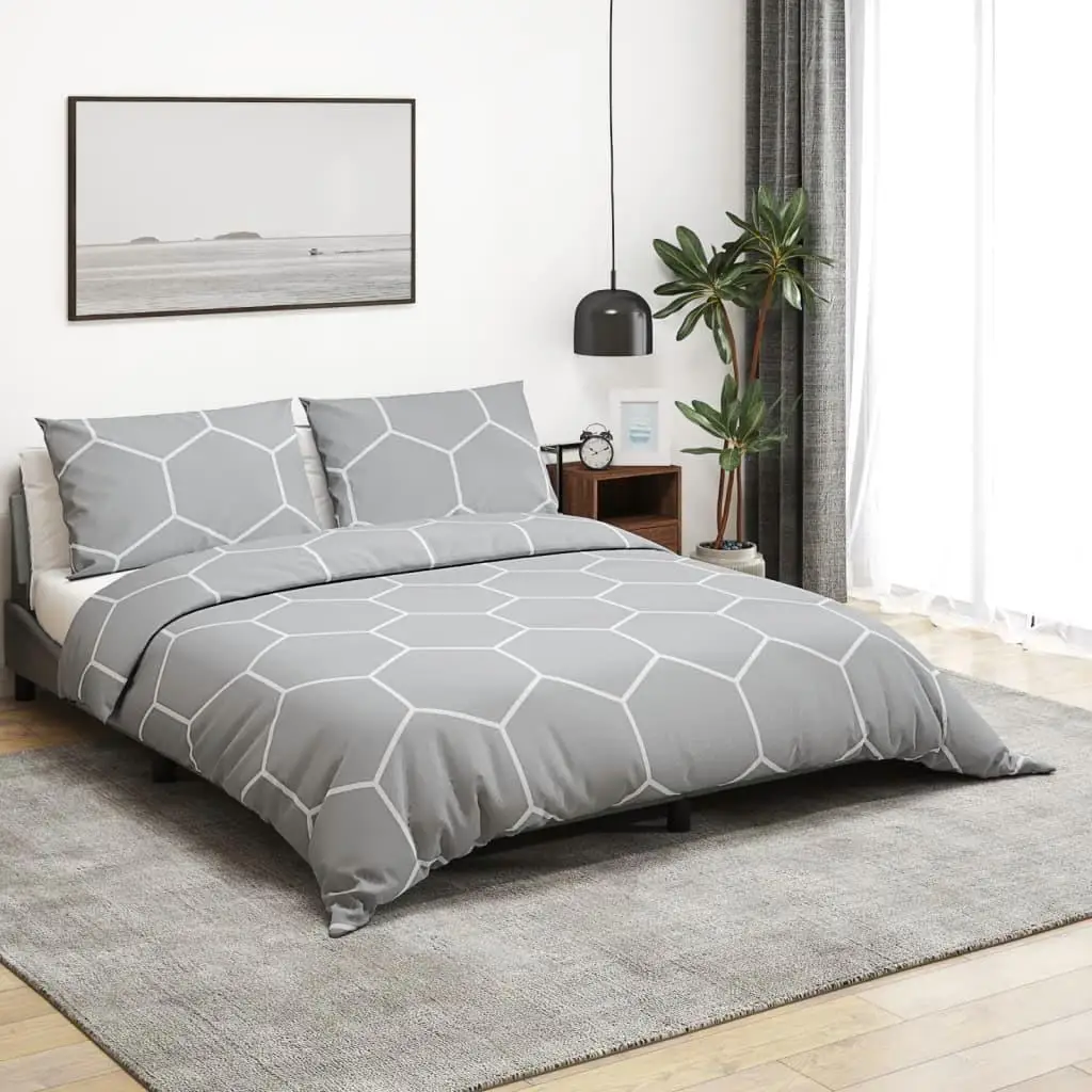 Luxury Grey Cotton Duvet Cover Set 260x240 cm - Soft & Stylish Bedding