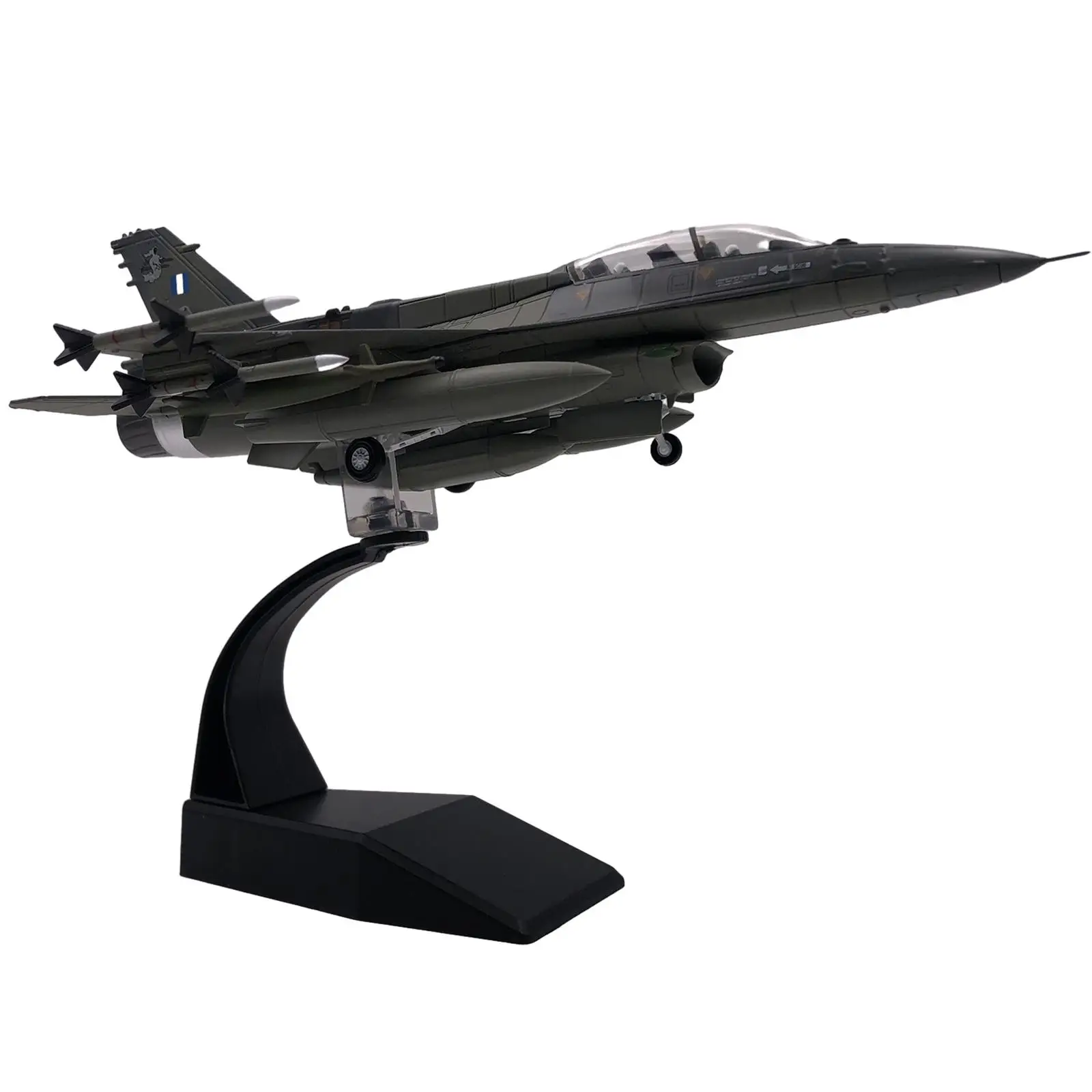 Alloy 1/72 F16 Fighter Diecast Model Ornament Collectables with Display Stand for Home Bedroom Office Cabinet Shelf