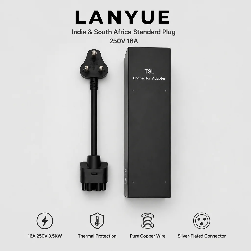 OEM Model 3 Nema Adapters For South Africa & India 16A EU Adapter Gen 2 Universal Mobile Connector Replacement