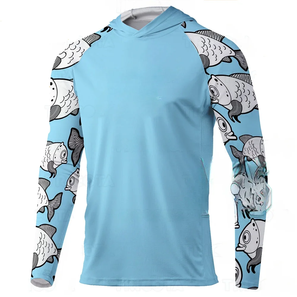 Fishing Hoodie Shirts Men's Long Sleeve Performance Clothing Uv Sun Protection Breathable Anti Mosquito Fishing T-Shirts