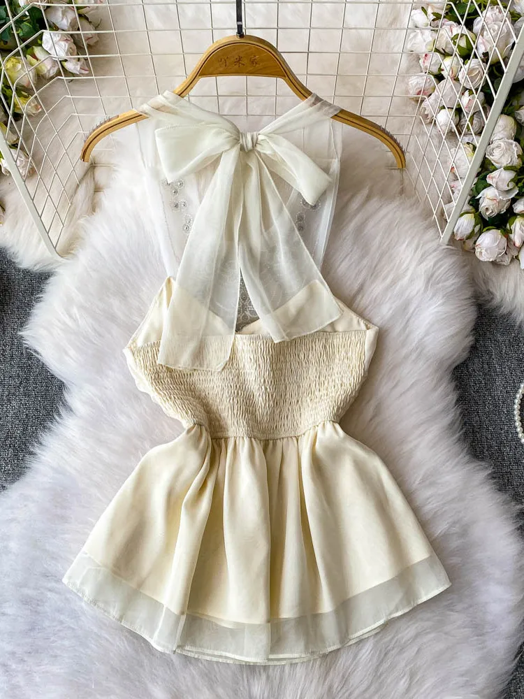 

Pure Desire сексуальная женская летняя расклешенная юбка с бриллиантовым ожерельем и бретельками для похудения, топ