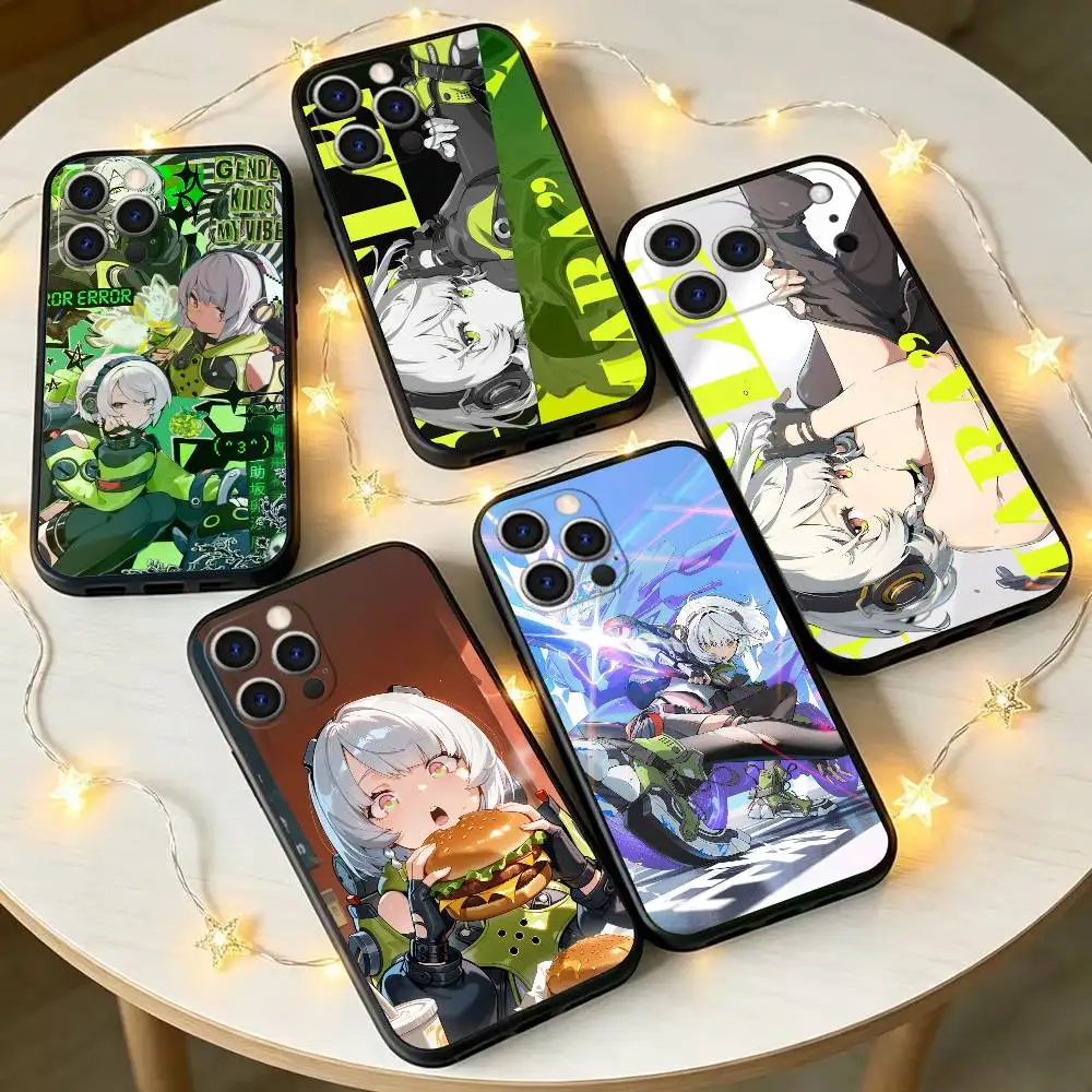 

A-Anby Demara ZZZ Phone Case For iPhone 17,16,15,14,13,12,11 Plus,Pro Max,XS,Soft Silicone Black Cover