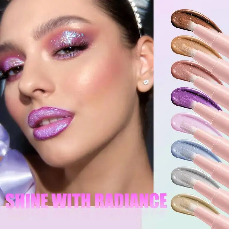 

MLSMILE Bristles Glitter Liquid Eye Shadow Brush Cream Shimmer Highlighter Makeup Gel Face Body Brighten Natural Contour