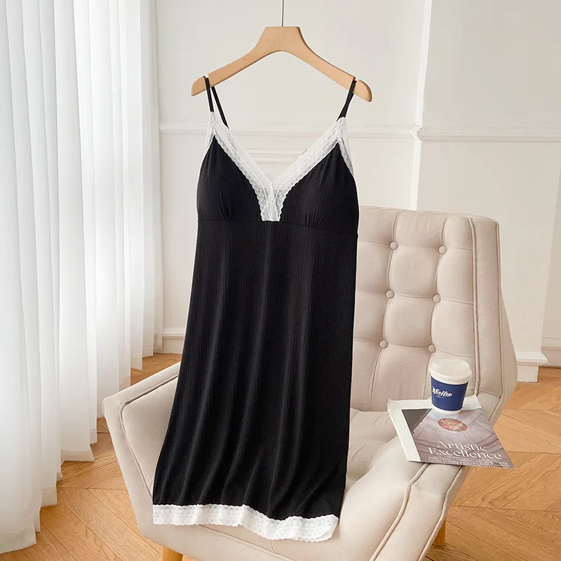 

Nightgowns Women's Clothes Summer Thin Suspenders Bustier Home Cozy Simple Cool Skinny Casual Temperament Loose Breathable Sexy