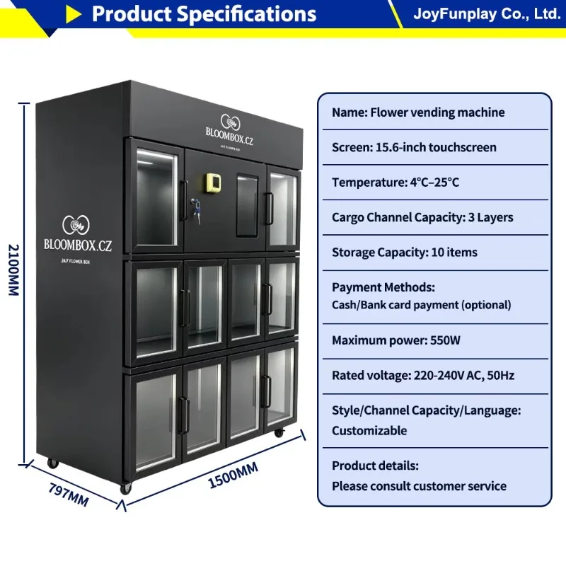 Smart Flower Vending Machine Custom Refrigerated 24/7 Hotel Fresh Floral Maquina Expendedora De Flores