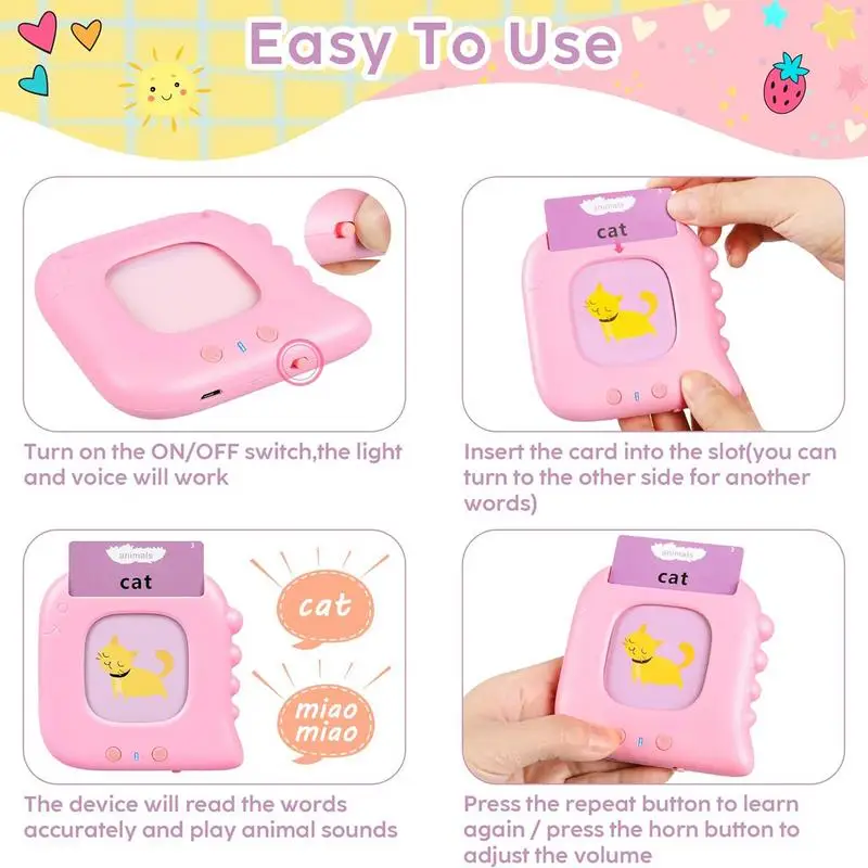 Talking Flash Cards Educational Toys Educational Alphabet Reading Toys Audible Learning Machine Birthday Gift For Girl Toddler