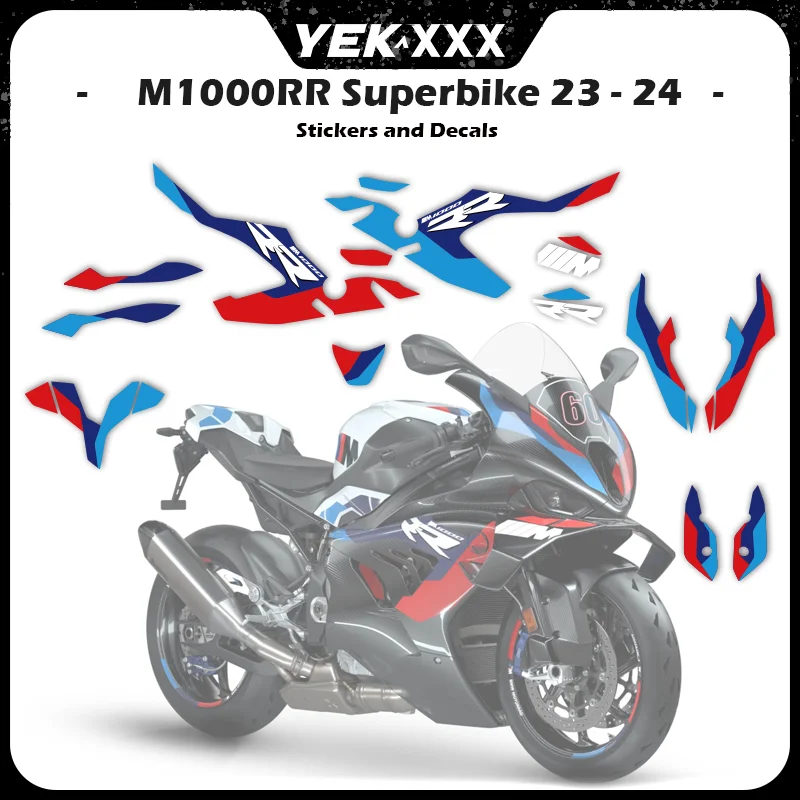 

2023-2024 M1000RR Motorcycle Fairing Decal Full Body Sticker For BMW M1000RR Superbike Front Fender Rear Part of Fuel Tank