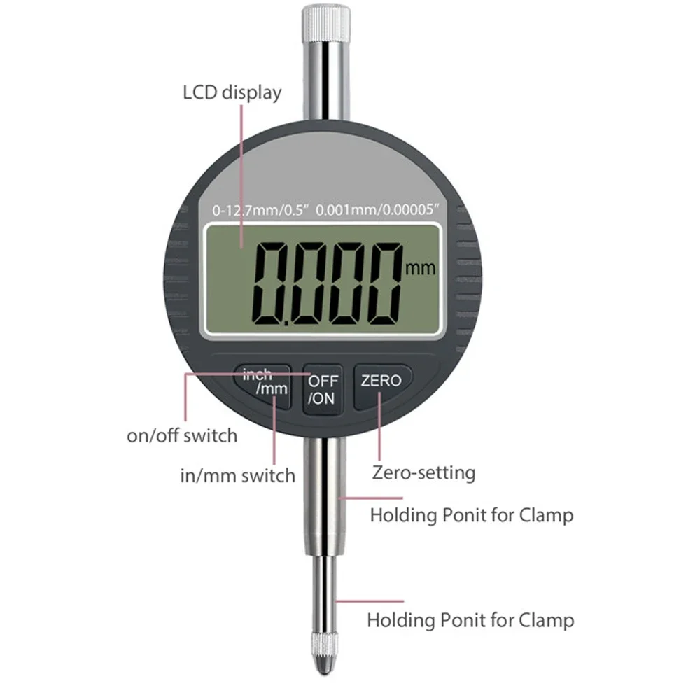 0-12.7mm/0-25.4mm Digital Dial Indicator DTI Tester Tools 0.001mm/0.01mm Range Gauge Calibration Center Finder Precision Tools