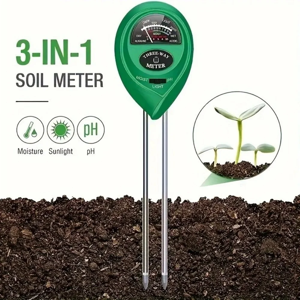 3-in-1 Bodentester Feuchtigkeits- und Sonnenlicht-pH-Messgerät Wasser-Säure-Testgerät für Gartenpflanzen Blumen Topfpflanzenpflege