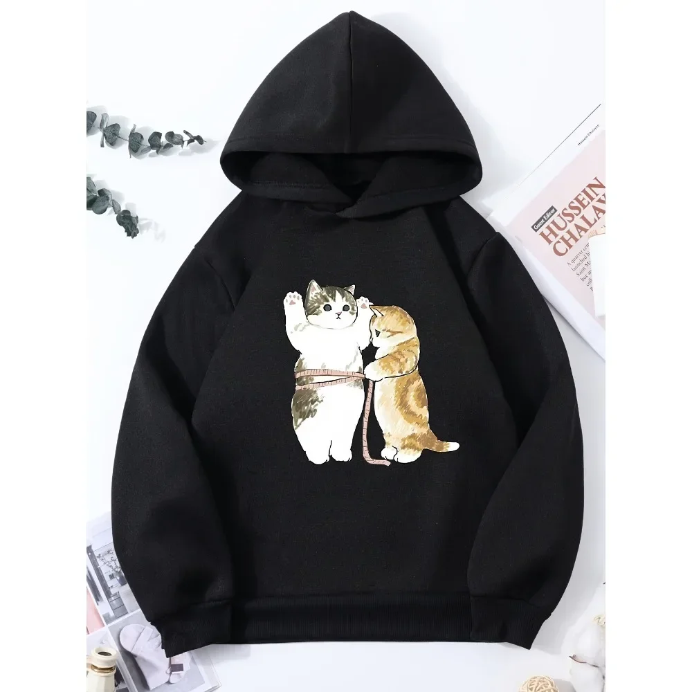 

Creative Kitten Moon Hoodie Printed Casual Sweatshirt for Both Men and Women Long Sleeve Autumn and Winter Tops Gift Clothing