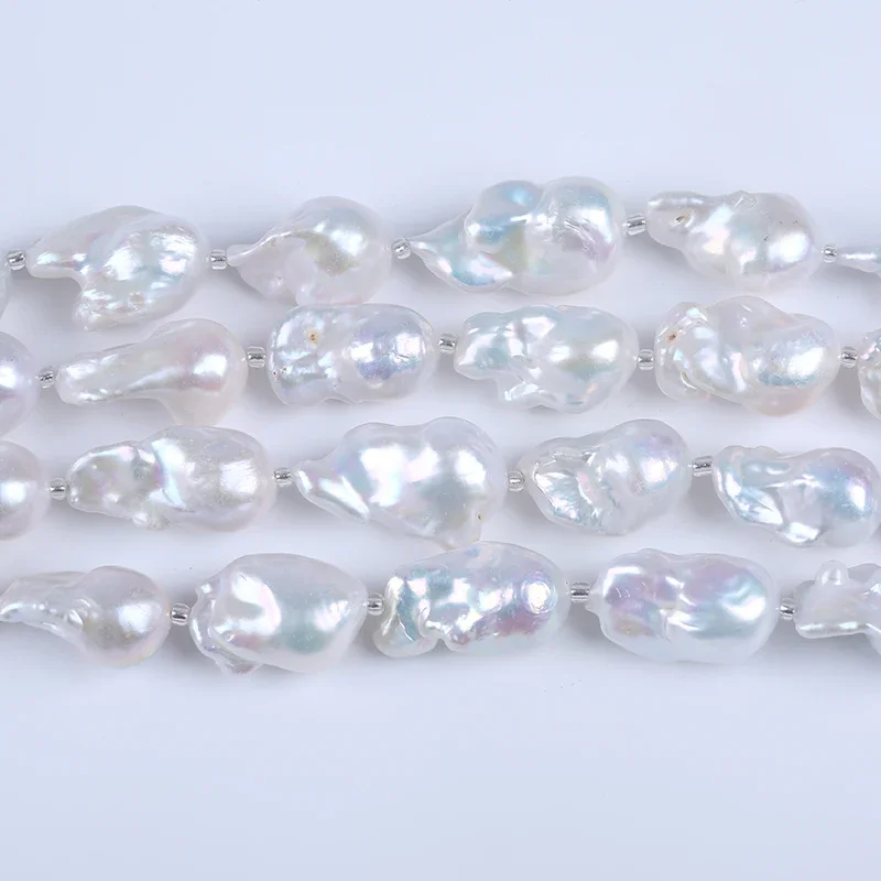 

18cm short strands 16-18mm white fireball shape baroque cultured freshwater pearl string for jewelry making