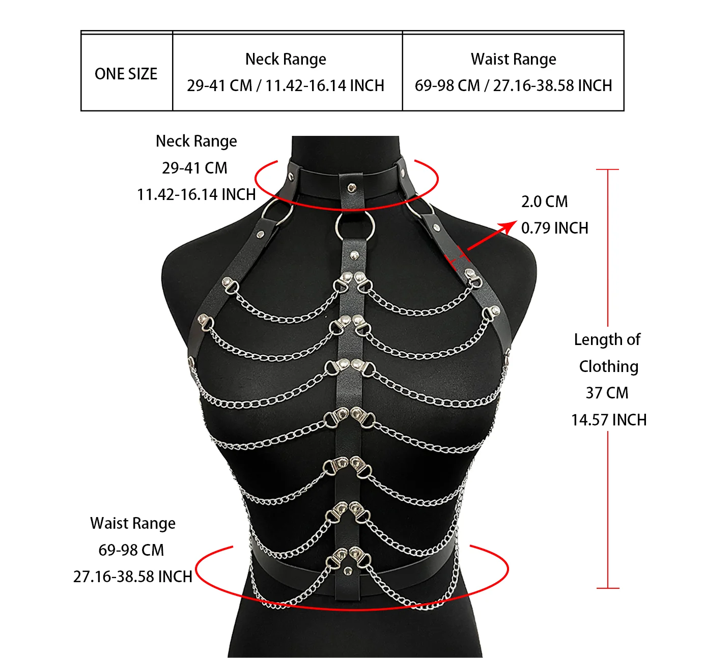 إكسسوارات الملابس المثيرة والبديلة للبالغين، سلسلة جلدية قابلة للتعديل، حزام تزيين الجسم، رباط حزام فاسق، الاستخدام اليومي