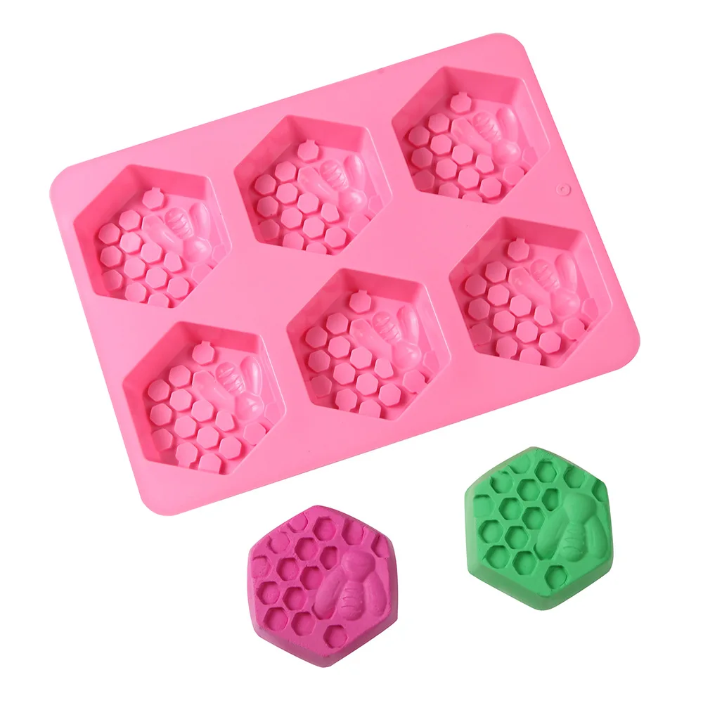 Handmade Soap Silicone Mold 6-Piece Bee Shape      Homemade Honeycomb DIY Cake   s