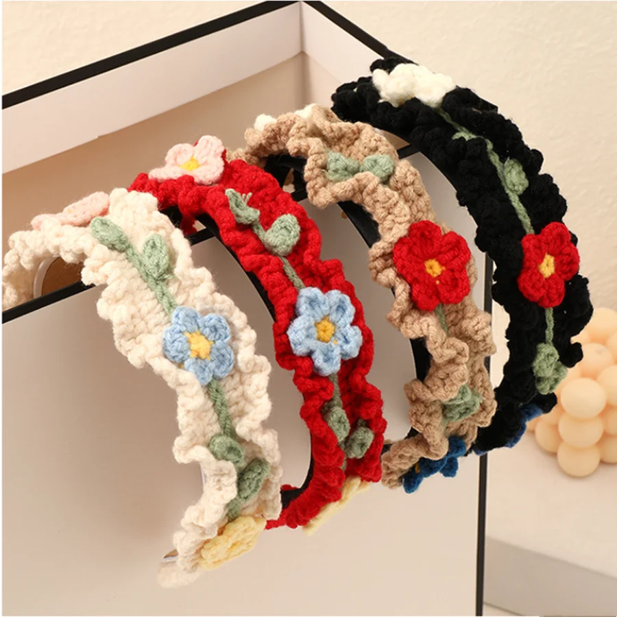 New Fashion children\'s hair accessories hand-knitted wool headband lady cute girl heart flower wide headband hair accessories