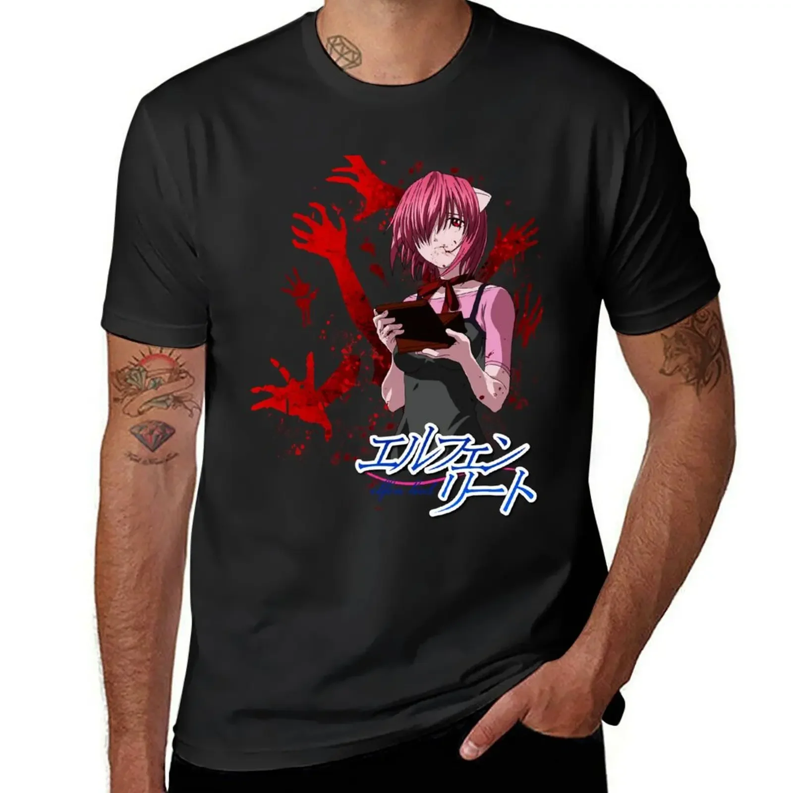 Elfen Lied T-Shirt kawaii clothes graphics anime clothes T-shirts for men cotton