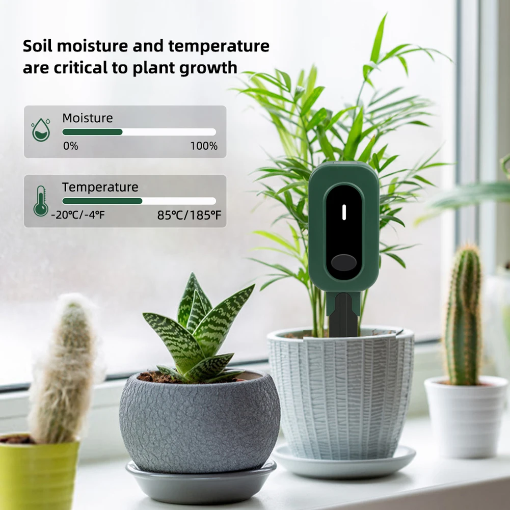 Tuya Zigbee Wireless Soil Moisture Meter Intelligent Temperature Humidity Sunlight Tester Soli Analyzer Versatile Gardening Tool