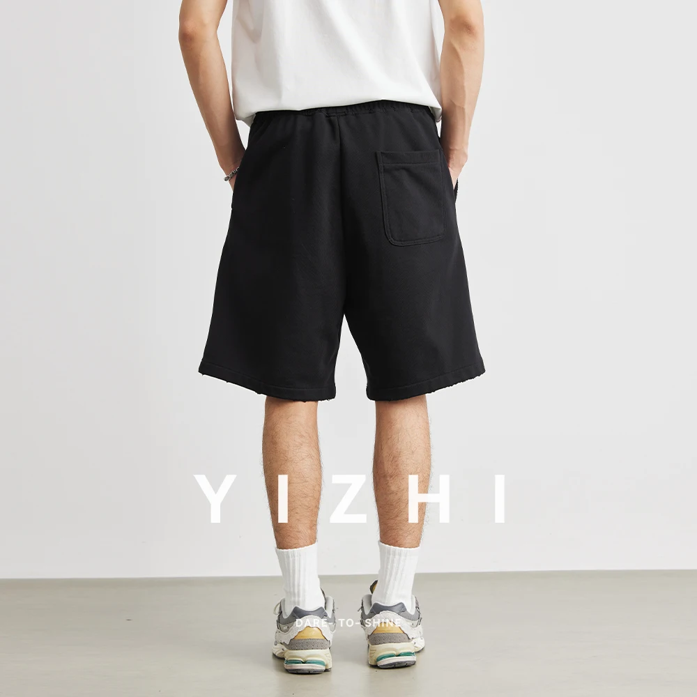 2025 Summer New Men's Knitted Shorts Solid Color Loose Sweatpants Cotton Five-point Outdoor Sports Fitness Casual Shorts