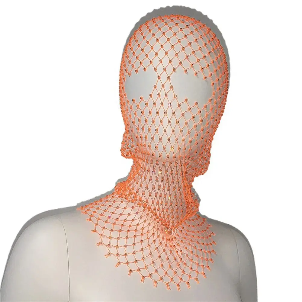 

Mask Headpiece Cover Hollow Out Hair Snood Net Zircon Diamond Headwrap Fishnet Headhood Rhinestone Mesh Veil Crystal Head Mask