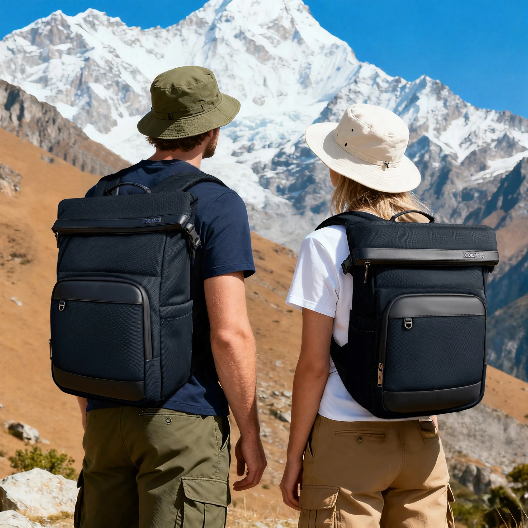Fashion Roll-Top Backpack for Men Large Capacity Expandable Laptop Bag Leisure Travel Backpack Hiking Camping Bags