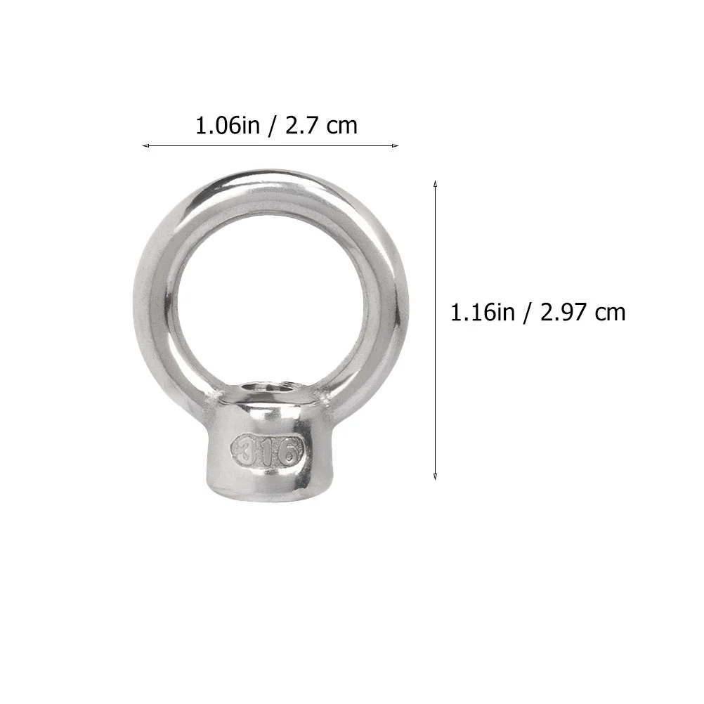 4 Pcs Nut Rings Eye Anchor Screws Hooks for Hanging Garland 316 Stainless Steel Heavy Duty Nuts