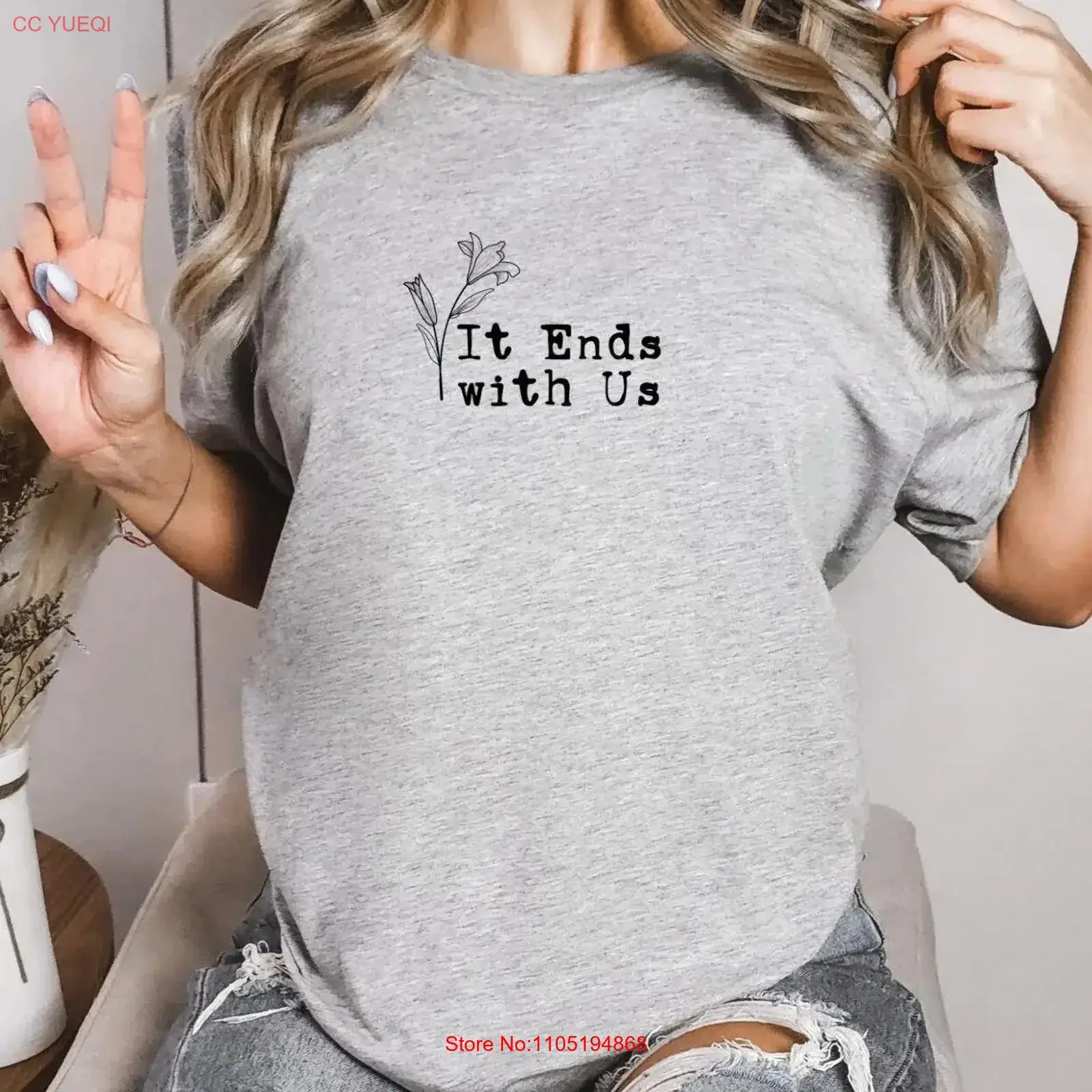 Ends with Us T Shirt Colleen Hoover Books Design COHO Bookstack for Her vintage Washed Casual Breathable Top For Everyday Wear