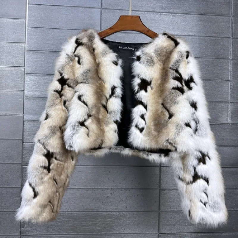 

ZXRYXGS 2025 New Autumn Winter Dyeing Pointed Jacquard Imitation Fur Jackets Trendy Coat Shot Women's Clothing Fashion Coat
