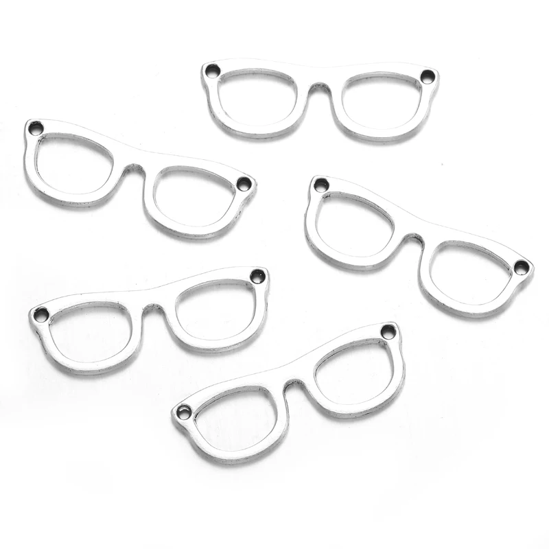 20pcs 6 Color glasses Charms For Bracelets Necklace Keychain Pendant DIY Handmade Jewelry Making accessories 10*29mm J494