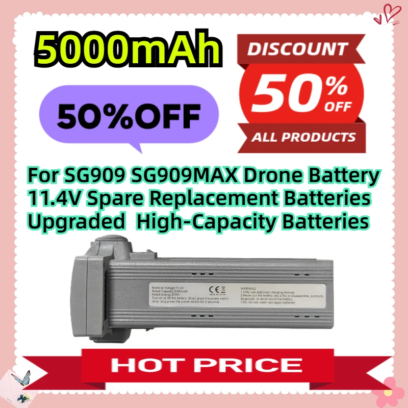 

For SG909 SG909MAX Drone Battery 11.4V 5000mAh Spare Replacement Batteries Upgraded High-Capacity Batteries