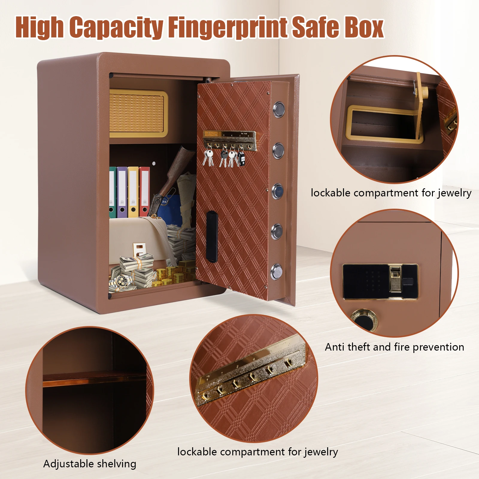 60cm Home Safe Box Smart Alert and Mute Mode Digital Home Security Safe Box for Documents Jewelry Valuables
