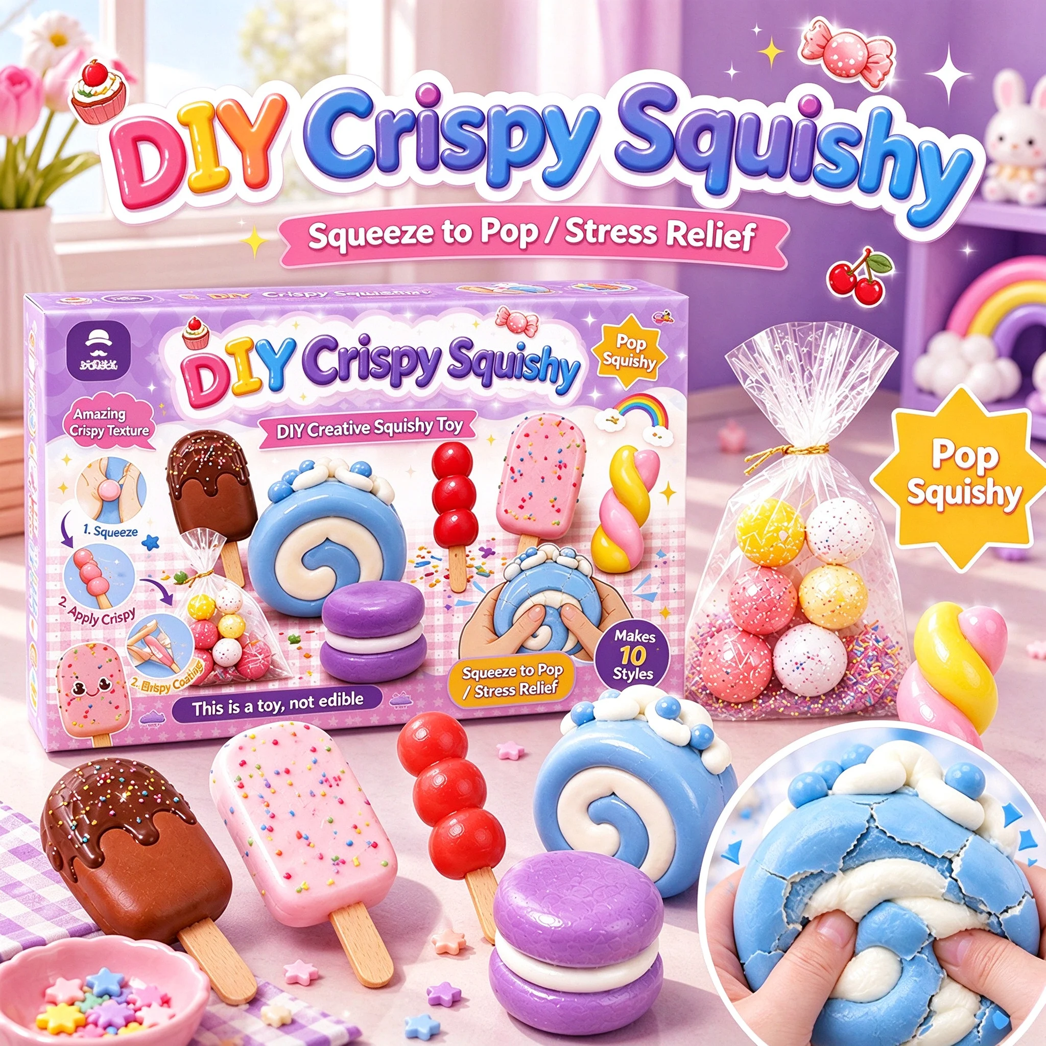 DIY Kit Handmade Crispy Pinch Music Set Empty Filling Accessories Pinch Music Stress Relief Toys Christmas and Halloween Gifts