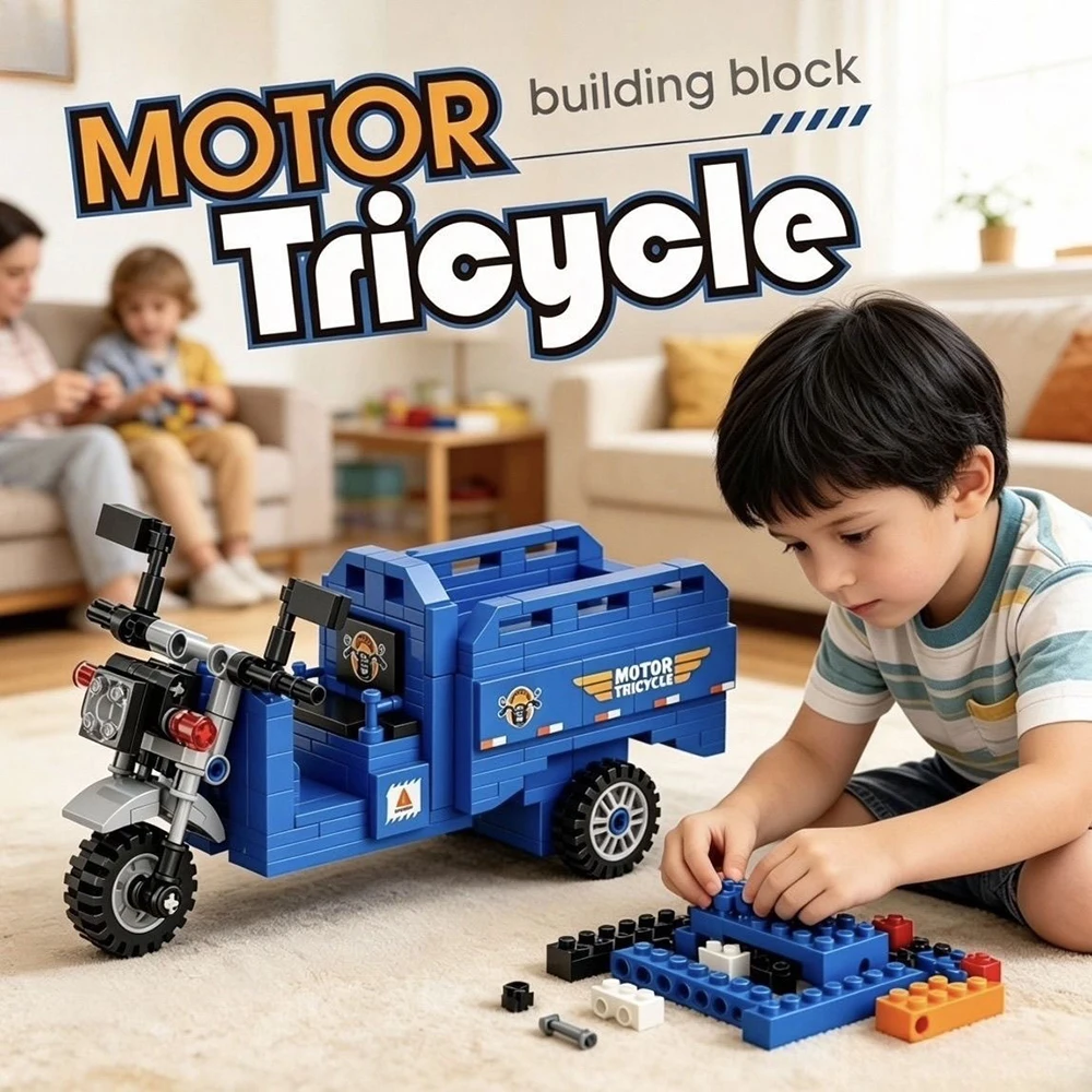 

New MOC Toys Tricycle Model Car Building Blocks Transport Vehicles Educational Models Boys Kids Gifts Ornaments Desktop Decor