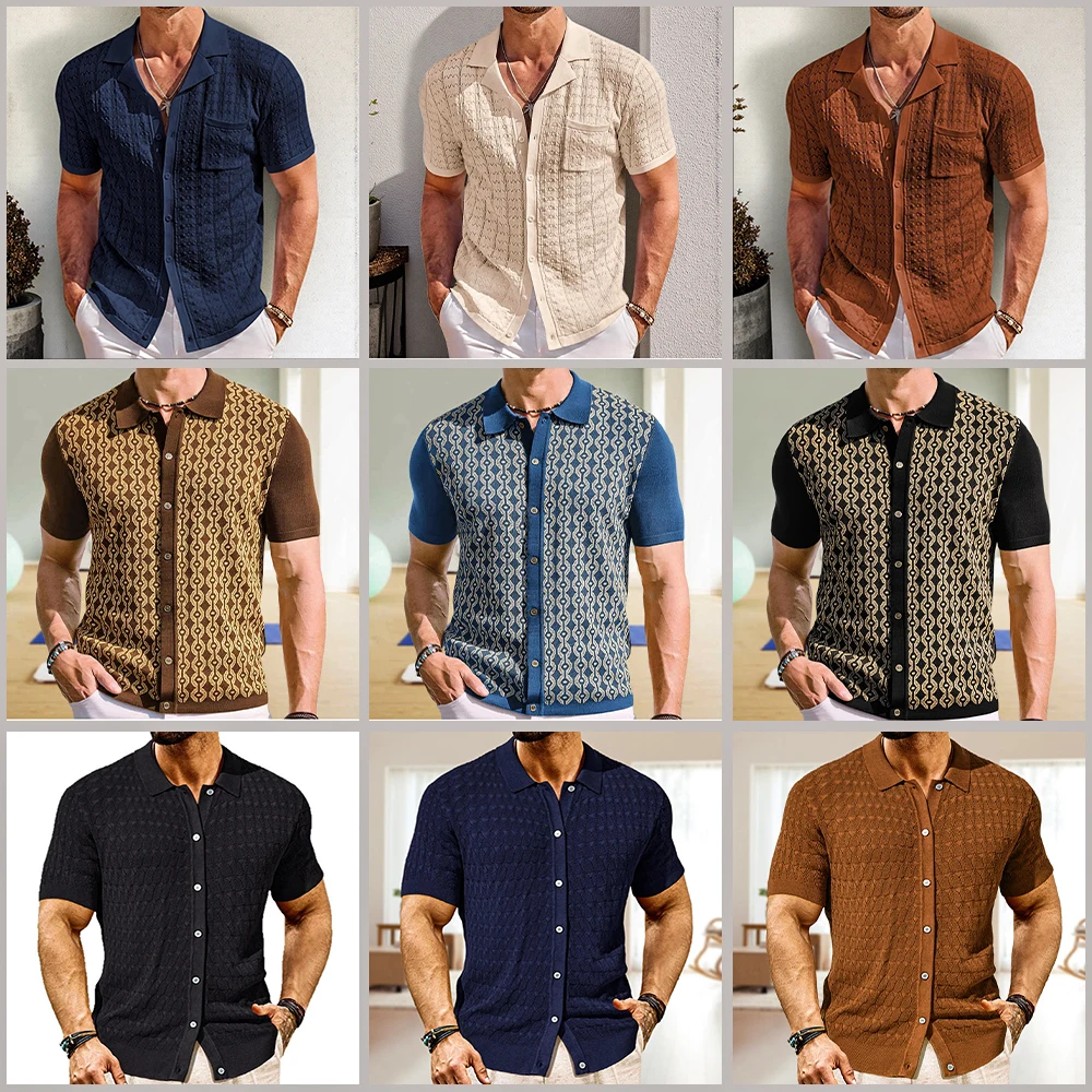 Mens Cool Silk Business Casual Knitted Polo Shirt Summer Fashion Soft Comfortable Short-Sleeved T-Shirt Men'S Clothing 2025 New
