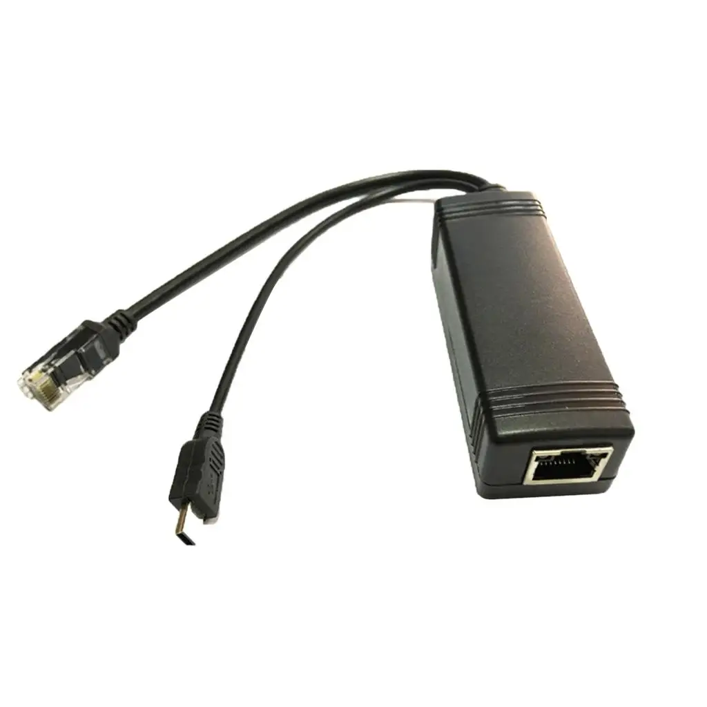 Micro USB 48V to 5V 2A Power Over Ethernet Kit (PoE Injector + PoE Splitter)