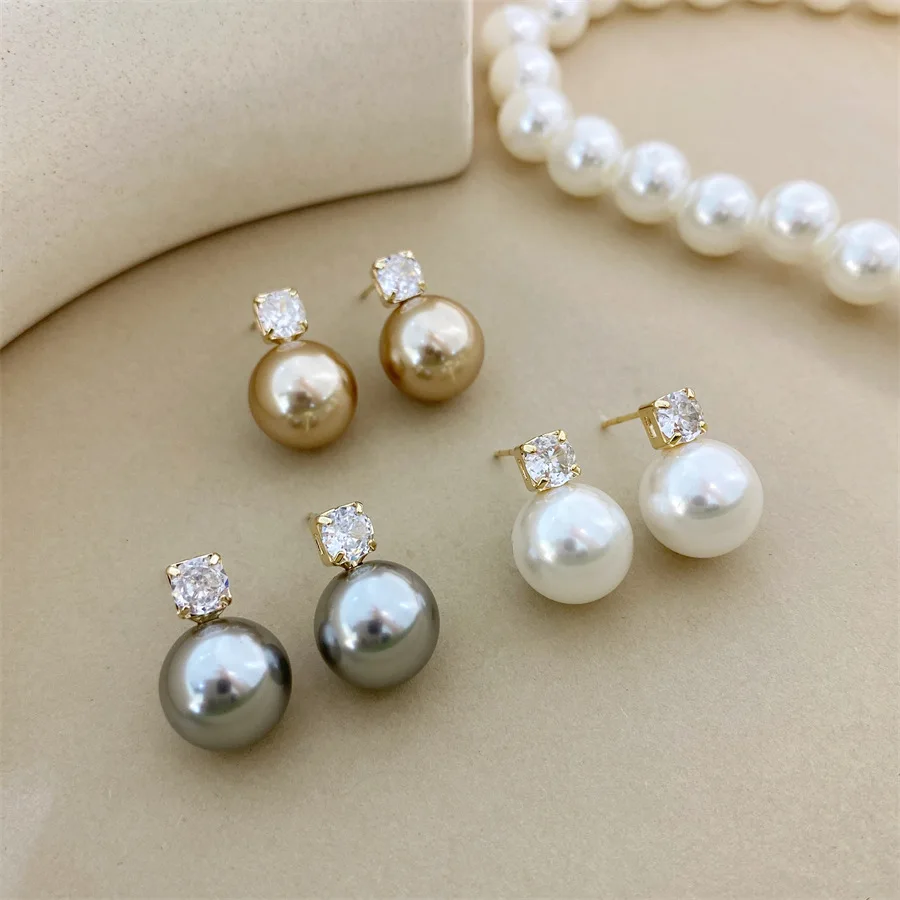 

French Elegant Temperament New Fashion Freshwater Pearl Stud 14k Earrings for Women S925 Sterling Silver Jewelry Girlfriend Gift