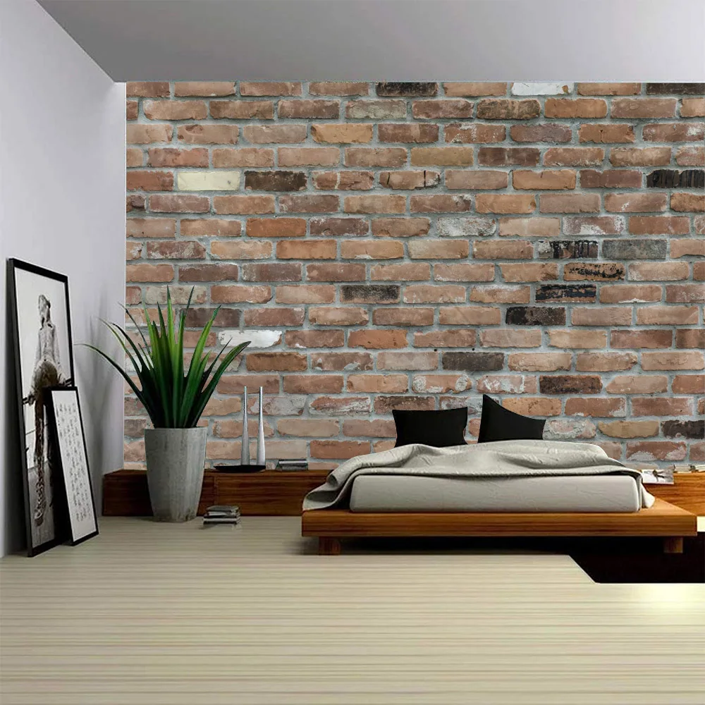 3D brick wall sunlight tapestry retro stone wall hanging cloth Bohemian art print tapestry home living room bedroom decoration - Image 5