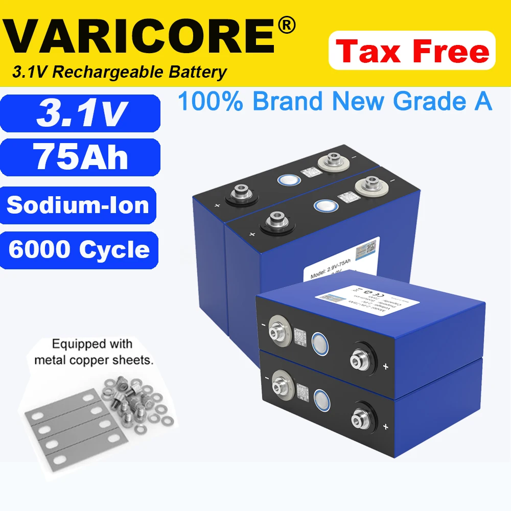 

3.1V 75Ah Sodium-Ion battery 2.9V 20c Resistant low,high Temperature DIY 12v 24V Motorcycle Electric Car travel Solar Golf Cart