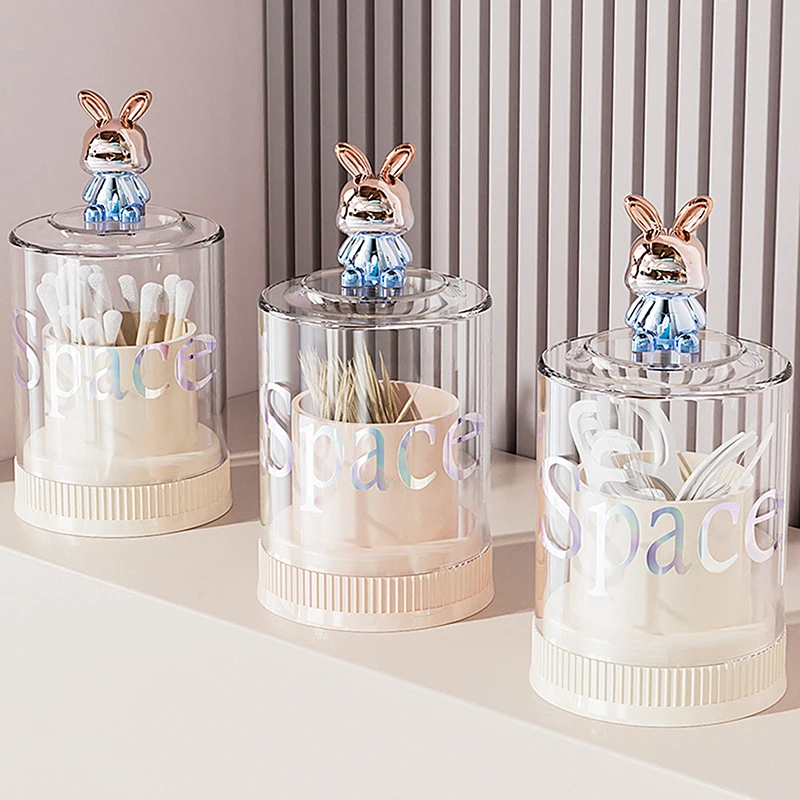 1pc Toothpick Storage Box Cotton Swab Storage Box Dental Floss Storage Box Desktop Creative Rabbit Toothpick Holder