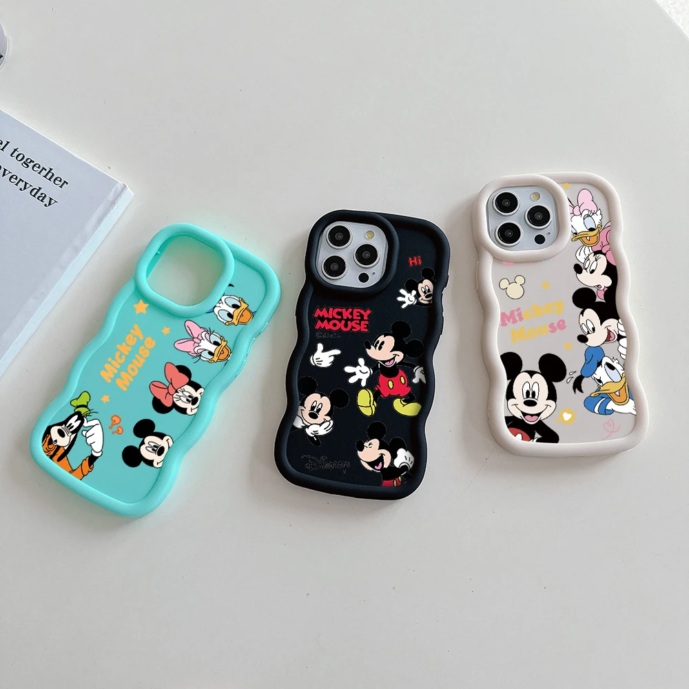 Bonita funda de teléfono de Anime de Mickey y Minnie, carcasa trasera de TPU suave de Color caramelo para IPhone 16, 15, 14, 13, 12, 11 Pro Max, XR, XS, X, 7, 8 Plus, SE20