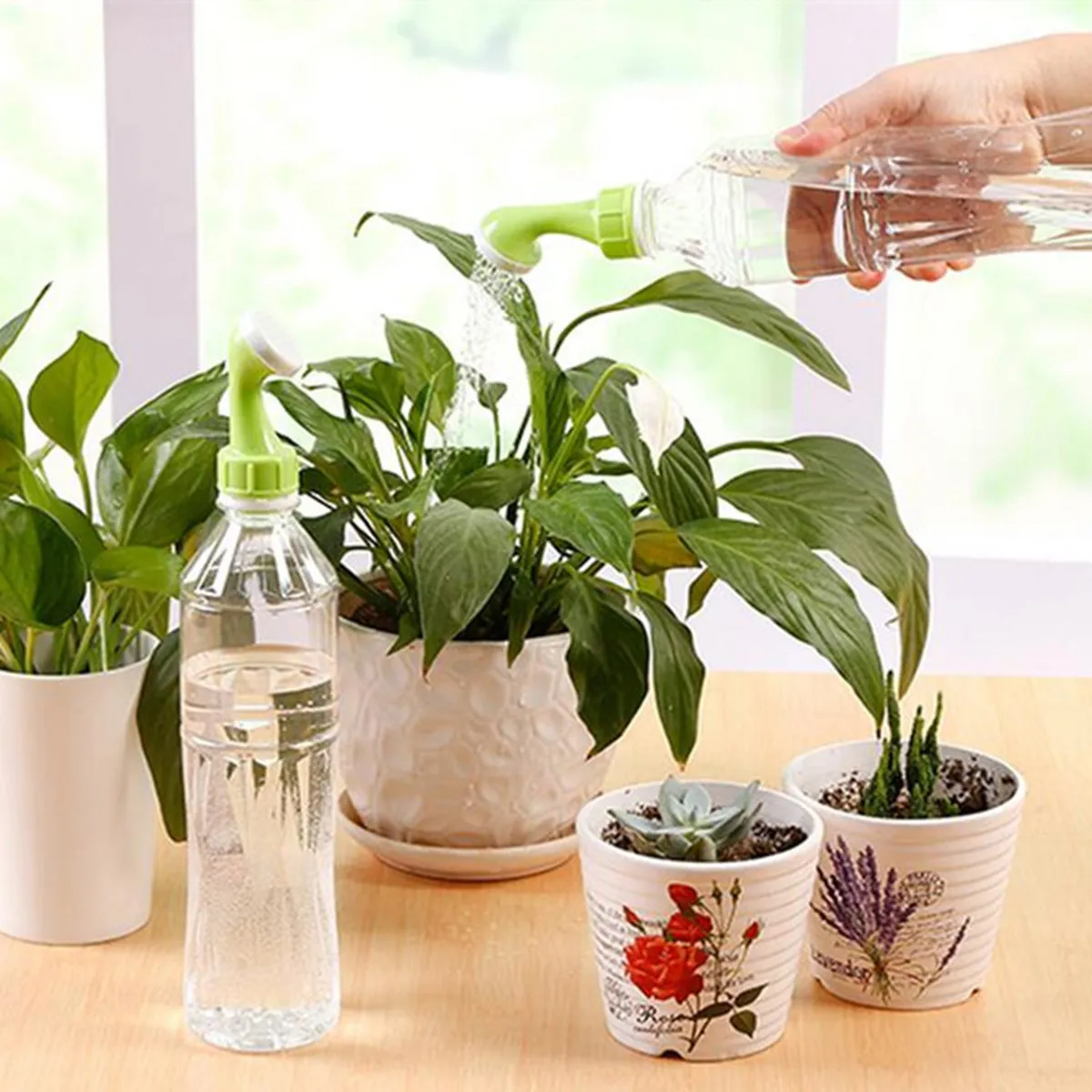 2Pcs Garden Watering Nozzle Sprinkler for Plastic Bottles Convert to Watering Can PP Material Small Hole Angled Spout Even