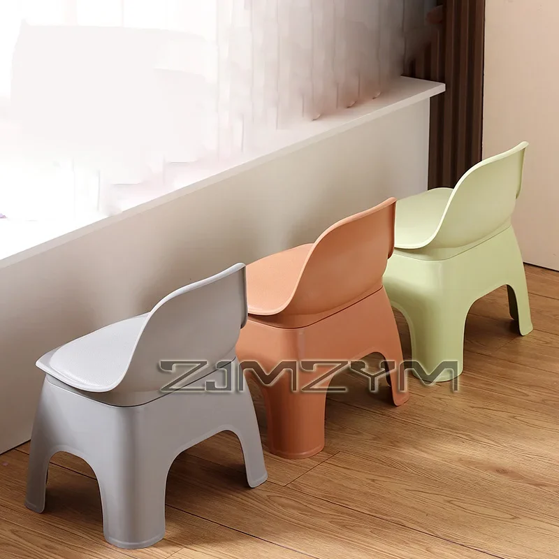 Portable Plastic Circular Stool with Backrest Durable Small Household Chair for Living Room Bathroom，Backrest Chairs