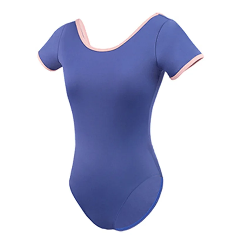 Adult Ballet Practice Suit Short-sleeved Women's Summer Gymnastics Basic Training V-shaped Backless Body Dance Leotards Dancing