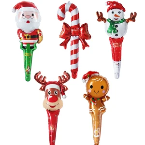 بالونات هوائية كبيرة لعيد الميلاد ، سانتا كلوز ، ثلج ، موس ، رجل خبز الزنجبيل ، عكاز ، زينة الحفلات ، 60 سم ، 5 قطع أفضل 10 مبيعات بابا نويل كبير 60 سم - رقم 6